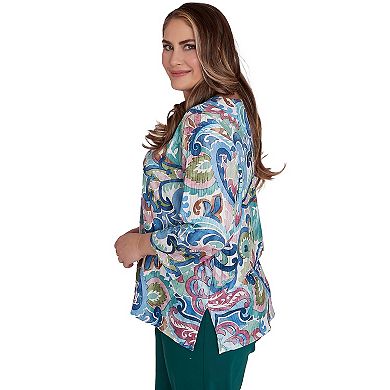 Plus Size Alfred Dunner Scroll Multi Colored Patterned Top
