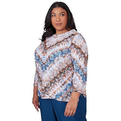 Plus Size Alfred Dunner Python Chevron Crewneck Top