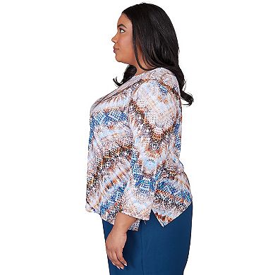 Plus Size Alfred Dunner Python Chevron Crewneck Top