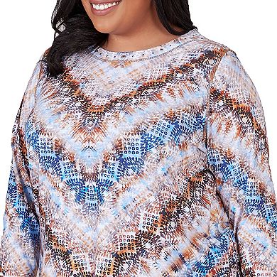 Plus Size Alfred Dunner Python Chevron Crewneck Top