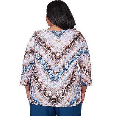 Plus Size Alfred Dunner Python Chevron Crewneck Top