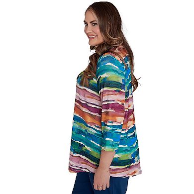 Plus Size Alfred Dunner Watercolor Biadere Top