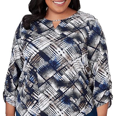 Plus Size Alfred Dunner Abstract Textured Patchwork Top