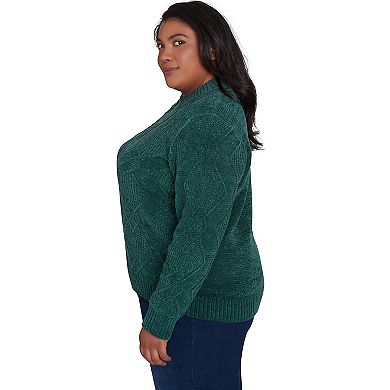 Plus Size Alfred Dunner Chenille Diamond Turtleneck Sweater