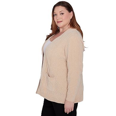 Plus Size Alfred Dunner Chenille Cardigan with Pockets