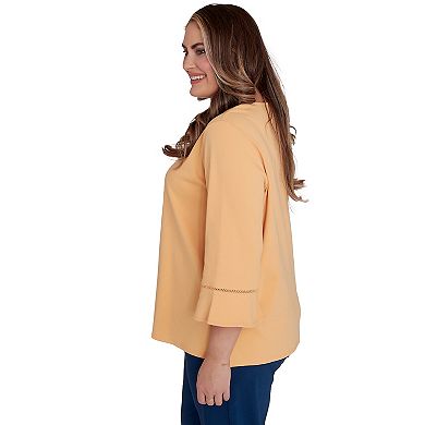 Plus Size Alfred Dunner Scarecrow Detailed Bell Sleeves Top