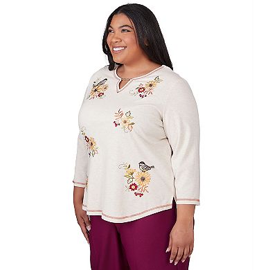 Plus Size Alfred Dunner Sunflowers and Birds Top