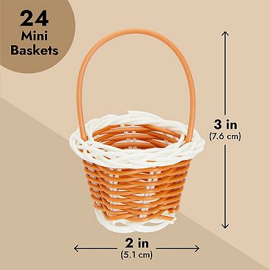 24 Pack Mini Woven Baskets With Handles For Party Favors, Crafts, 2 X 3 In