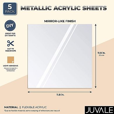 5x Adhesive Flexible Mirror Plastic Sheet Acrylic Tiles For Wall Decor 12 X 12"