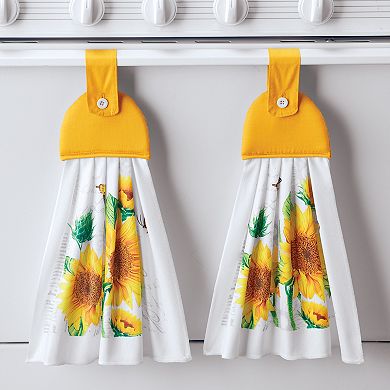 Collections Etc Cheerful Bright Sunflower Hanging Towels - Set Of 2