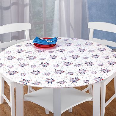 Collections Etc Patriotic Fitted Round Vinyl Dining Table Cover Round