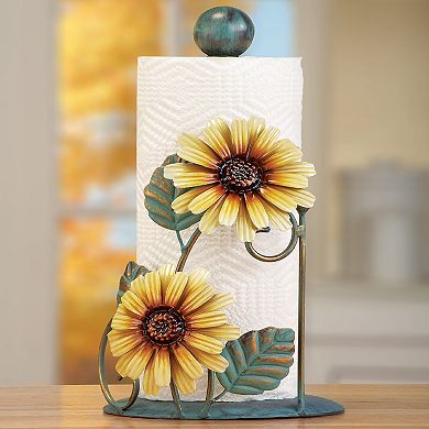 Collections Etc Metal Sunflower Paper Towel Holder