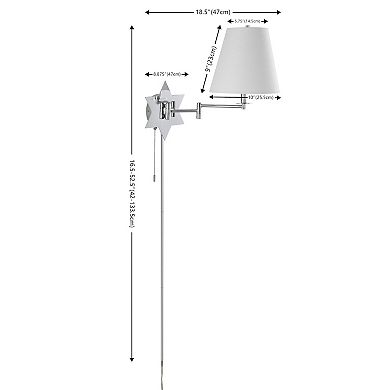 18.5" 1-light Swing Arm Plug-in Or Hardwired Iron Led Star Wall Sconce, Pull-chain, Usb Port