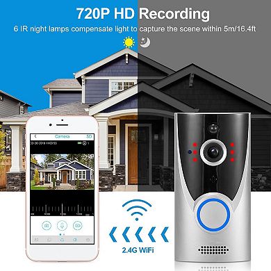 Wifi Video Doorbell, 2.56x5x1.3'', Wireless, Security Camera For Remote Monitoring And Intercom