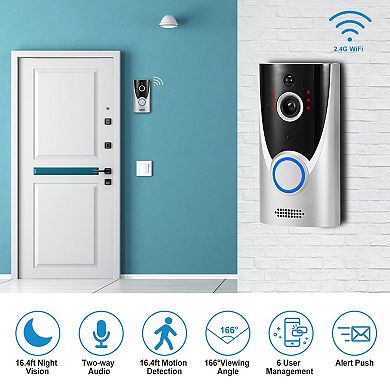 Wifi Video Doorbell, 2.56x5x1.3'', Wireless, Security Camera For Remote Monitoring And Intercom