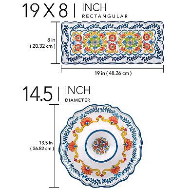 Certified International Flores 2-Piece Appetizer Serving Plates Set