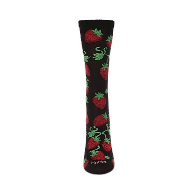 Women's Strawberry Vines Rayon Crew Socks