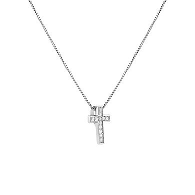 PRIMROSE Sterling Silver Cubic Zirconia Cross Pendant Necklace