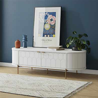 CosmoLiving by Cosmopolitan Anastasia Modern Scalloped Oval TV Stand