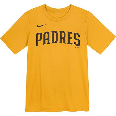 Preschool Nike Jackson Merrill Gold San Diego Padres Player Name & Number T-Shirt