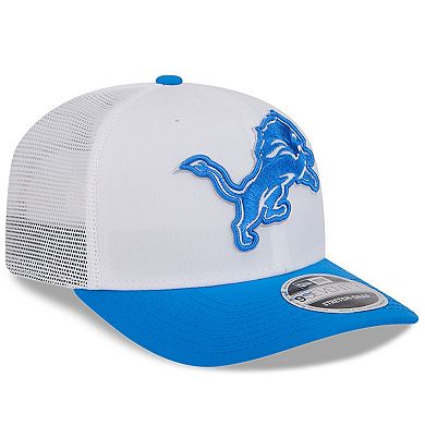 Men's New Era White/Blue Detroit Lions 2024 NFL Training Camp 9SEVENTY Trucker Hat