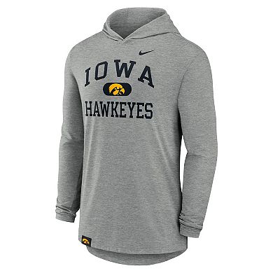 Men's Nike Heather Gray Iowa Hawkeyes Blitz Hoodie Long Sleeve T-Shirt