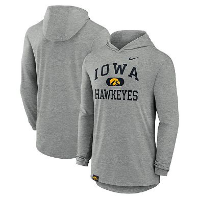 Men's Nike Heather Gray Iowa Hawkeyes Blitz Hoodie Long Sleeve T-Shirt