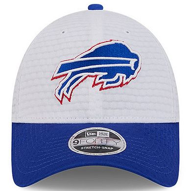 Youth New Era White/Royal Buffalo Bills 2024 NFL Training Camp 9FORTY Adjustable Hat