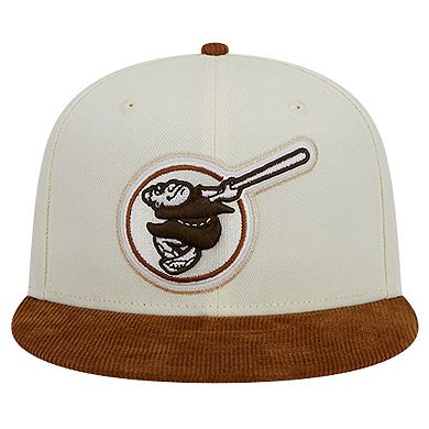 Men's New Era Cream San Diego Padres Chrome Corduroy Visor 59FIFTY Fitted Hat