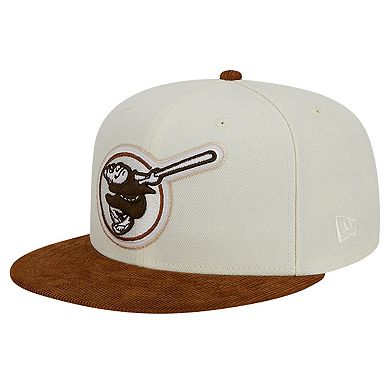 Men's New Era Cream San Diego Padres Chrome Corduroy Visor 59FIFTY Fitted Hat