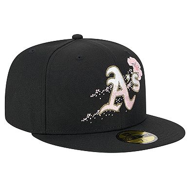 Men's New Era Black Oakland Athletics Dotted Floral 59FIFTY Fitted Hat