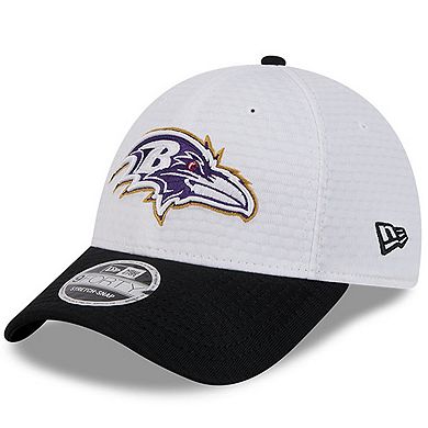 Men's New Era White/Black Baltimore Ravens 2024 NFL Training Camp 9FORTY Adjustable Hat