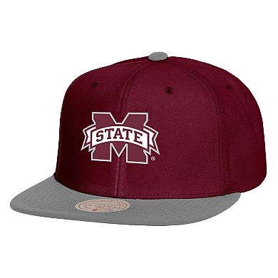 Men's Mitchell & Ness Maroon/Gray Mississippi State Bulldogs 2-Tone 2.0 Snapback Hat