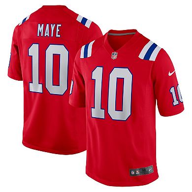 Men's Nike Drake Maye Red New England Patriots 2024 NFL Draft First Round Pick Player Game Jersey