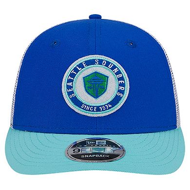 Men's New Era Blue Seattle Sounders FC Throwback Trucker Low Profile 9FIFTY Snapback Hat