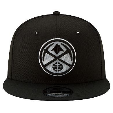 Men's New Era Denver Nuggets Black & White 9FIFTY Snapback Hat