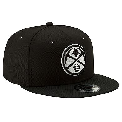 Men's New Era Denver Nuggets Black & White 9FIFTY Snapback Hat
