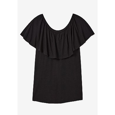 Woman Within Women's Plus Size Off Shoulder Ruffle Tee