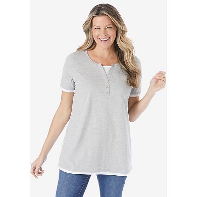 Woman Within Women's Plus Size Layered-look Tee