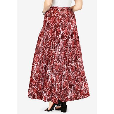 Jessica London Women's Plus Size Flowing Crinkled Maxi Skirt