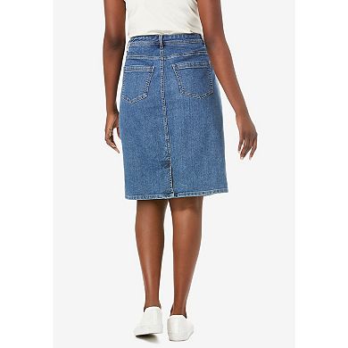 Jessica London Women's Plus Size True Fit Stretch Denim Short Skirt