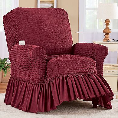 Collections Etc Textured Squares Ruffled Slipcover