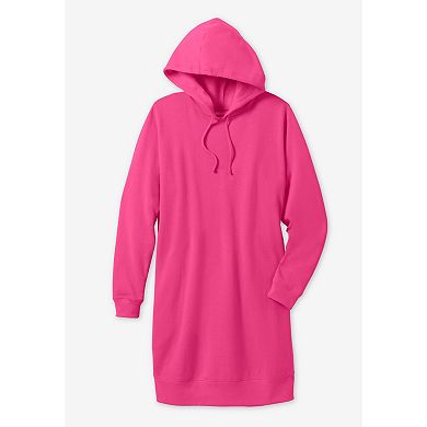 Woman Within Women's Plus Size Longer-length Fleece Hooded Sweatshirt.