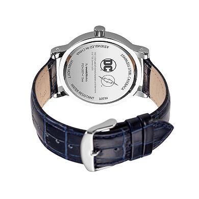 Men's The Flash Logo Blue Leather Strap Watch - WBW00026