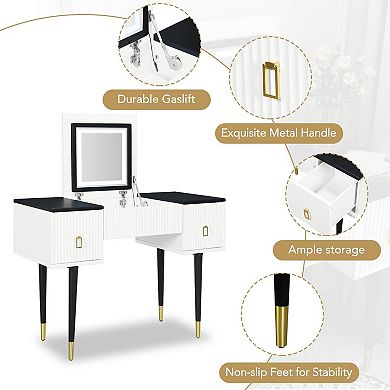 Vanity table set with sliding make up mirror & stool, modern dressing table