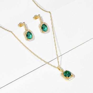 18k Gold over Silver Birthstone Drop Earrings & Pendant Necklace Set