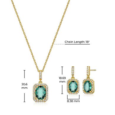 18k Gold over Silver Birthstone Drop Earrings & Pendant Necklace Set