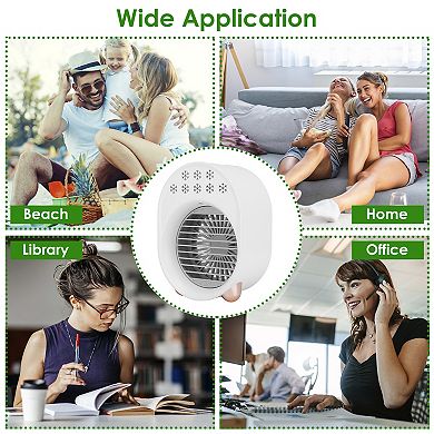 White, 4 In 1 Portable Mini Air Conditioner Fan With Water Mist Cooling