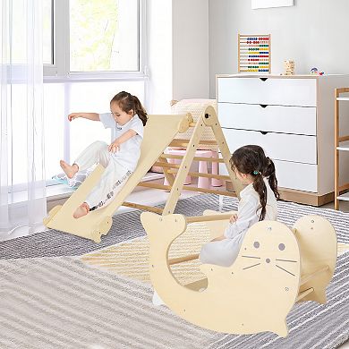 7-in-1 Indoor Climbing Toys For Toddlers With Reversible Ramp