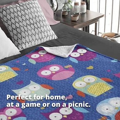 Cartoon Owl Fleece Blanket For Bed. Throw Blanket